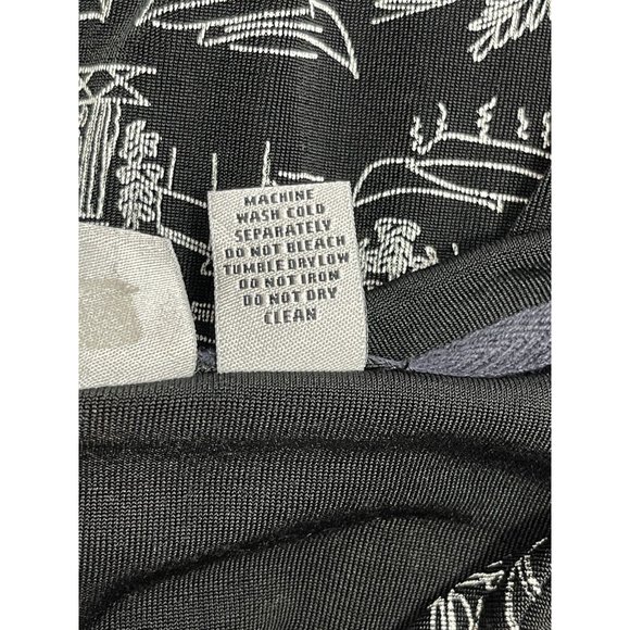 Chico's Travelers Black White Tropical Button Up Hoodie Cardigan Jacket 2 Large - Picture 6 of 7